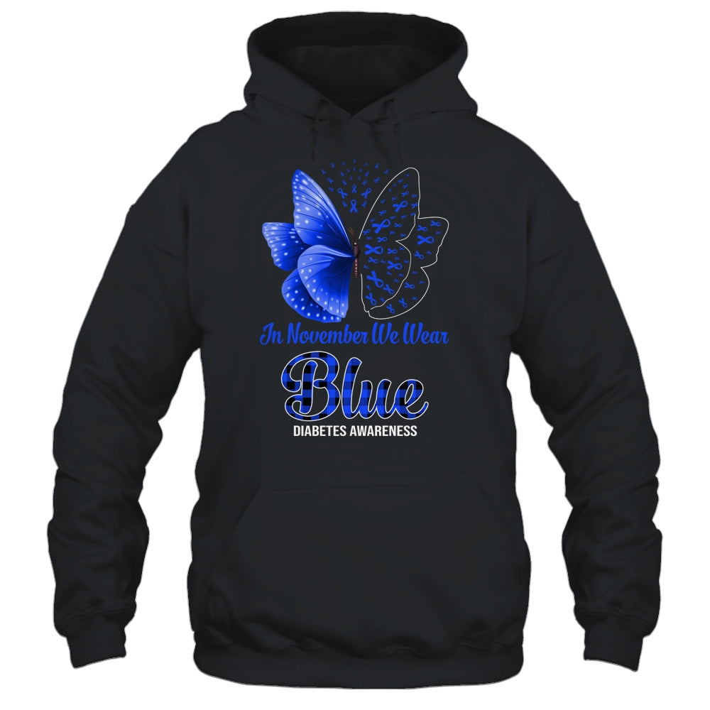 In November We Wear Blue Diabetes Awareness Butterfly Shirt & Hoodie | siriusteestore