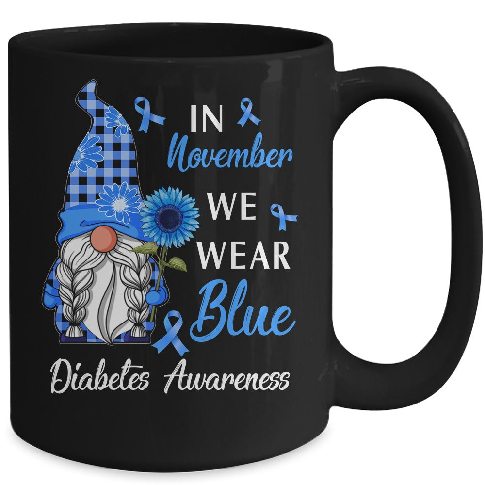 In November We Wear Blue Gnome Diabetes Awareness Mug | siriusteestore