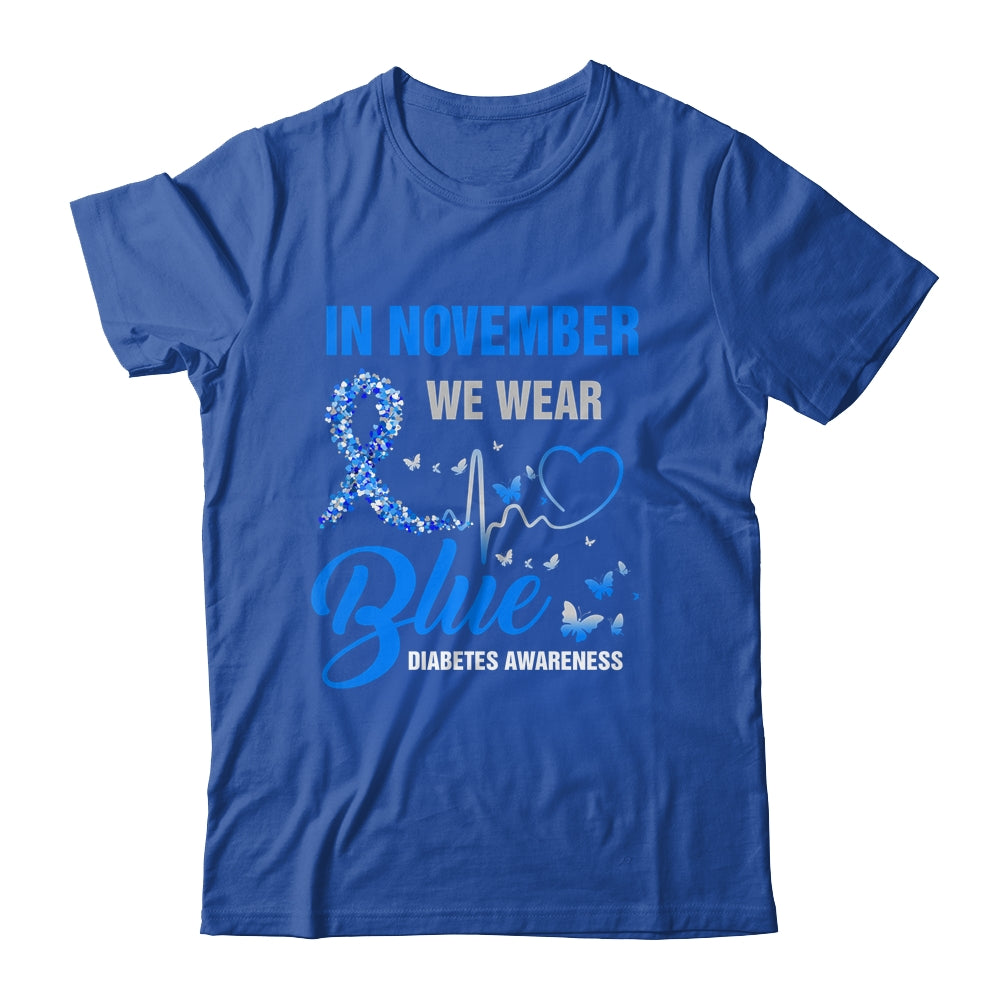 In November We Wear Blue Heartbeat Diabetes Awareness Shirt & Hoodie | siriusteestore