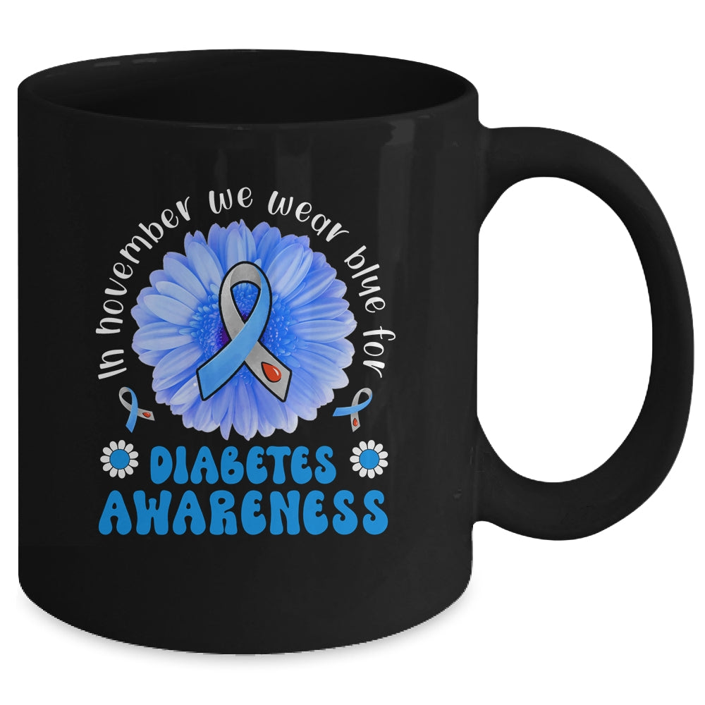 In November We Wear Blue Sunflower Diabetes Awareness Month Mug | siriusteestore
