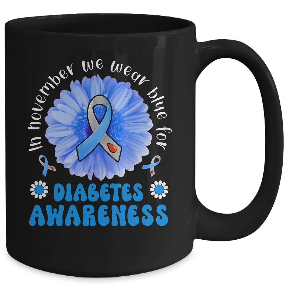 In November We Wear Blue Sunflower Diabetes Awareness Month Mug | siriusteestore