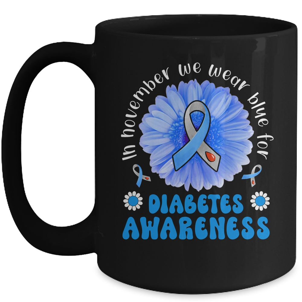 In November We Wear Blue Sunflower Diabetes Awareness Month Mug | siriusteestore