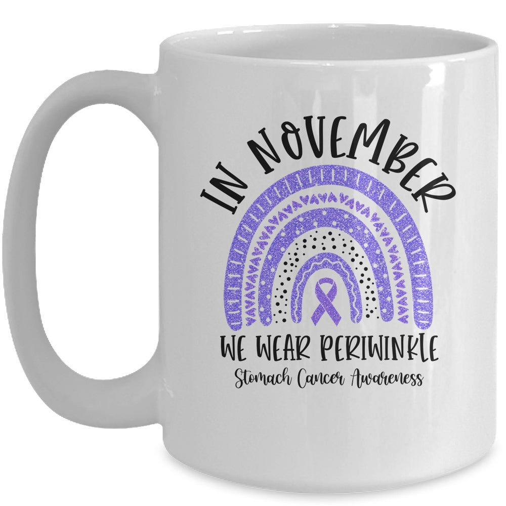 In November We Wear Periwinkle Stomach Cancer Awareness Rainbow Mug | siriusteestore