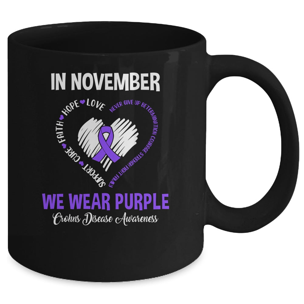 In November We Wear Purple Crohns Disease Awareness Hope Love Faith Mug | siriusteestore
