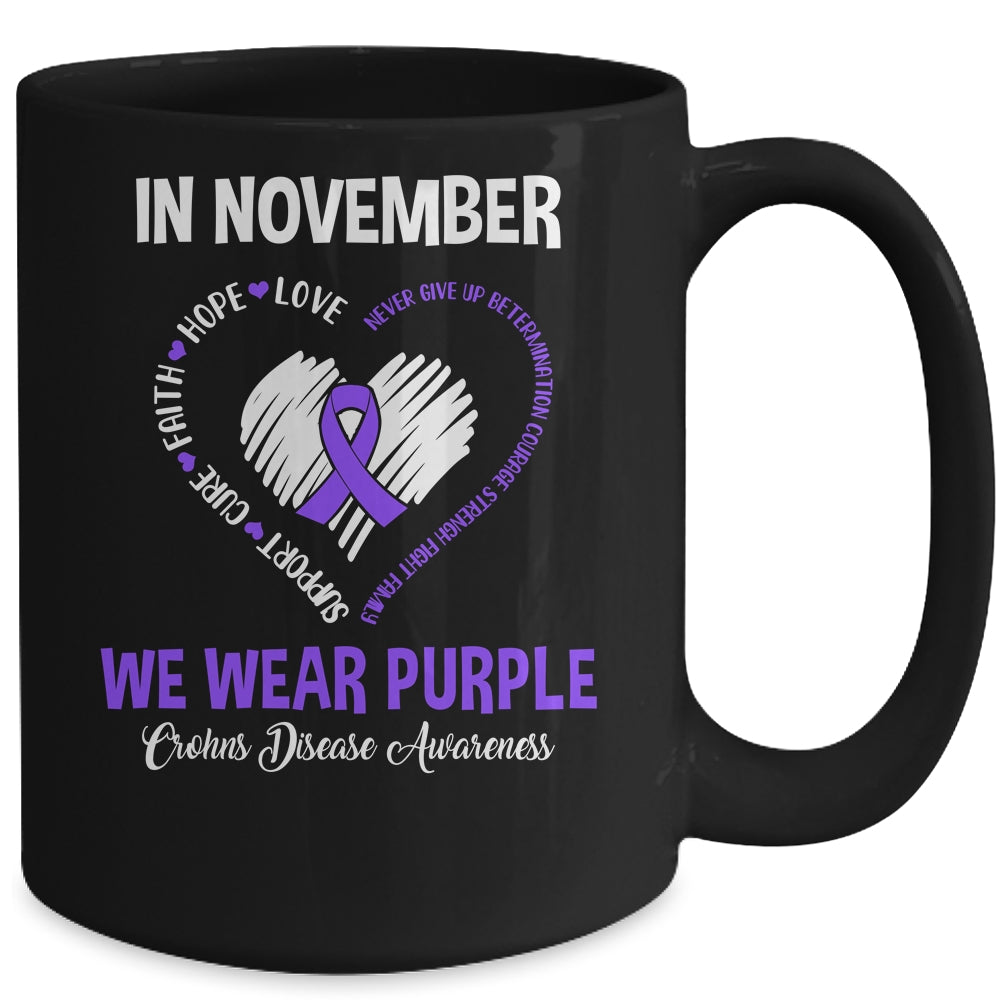 In November We Wear Purple Crohns Disease Awareness Hope Love Faith Mug | siriusteestore