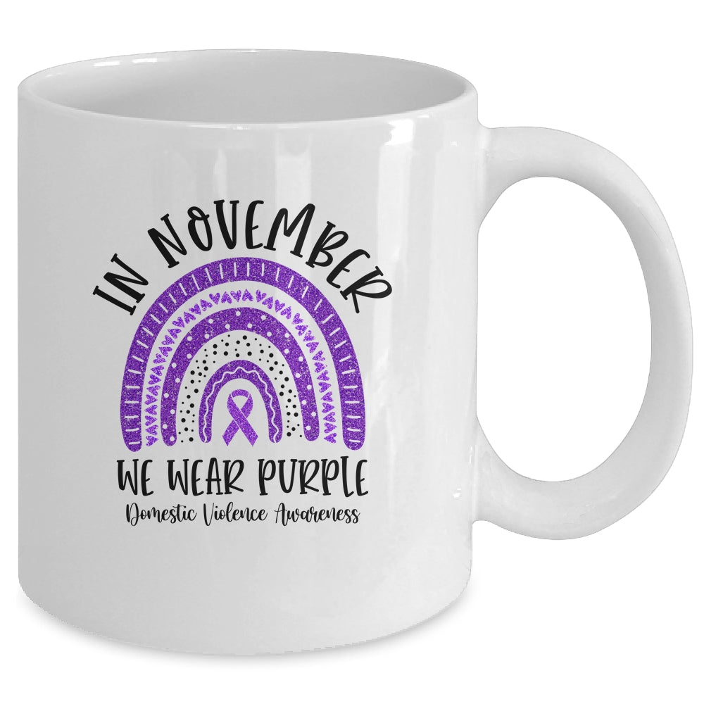 In November We Wear Purple Domestic Violence Awareness Rainbow Mug | siriusteestore