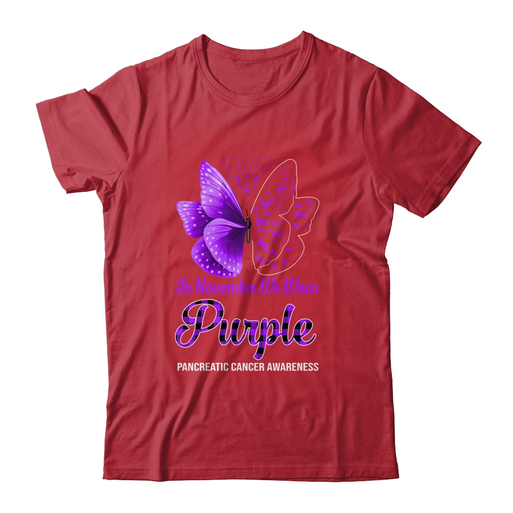 In November We Wear Purple Pancreatic Cancer Awareness Butterfly Shirt & Hoodie | siriusteestore