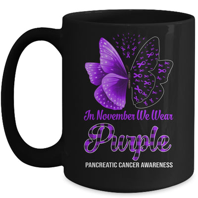 In November We Wear Purple Pancreatic Cancer Awareness Butterfly Mug | siriusteestore