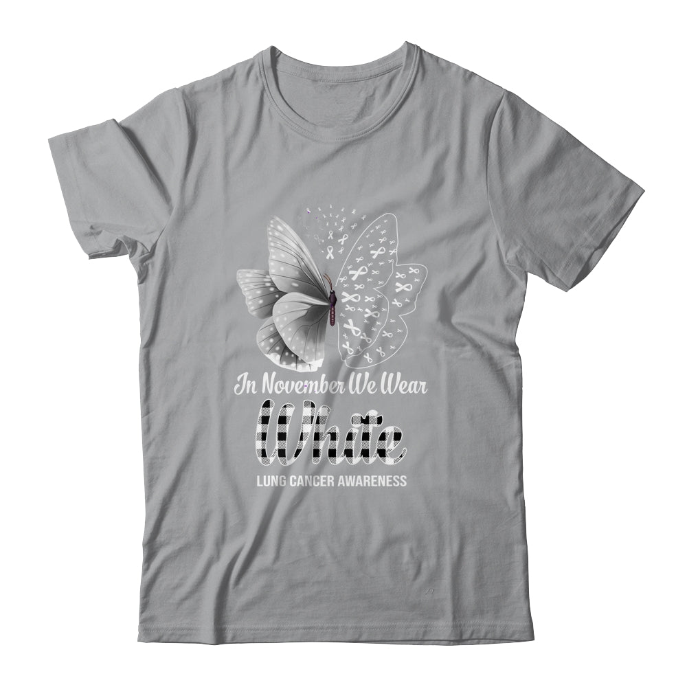 In November We Wear White Lung Cancer Awareness Butterfly Shirt & Hoodie | siriusteestore
