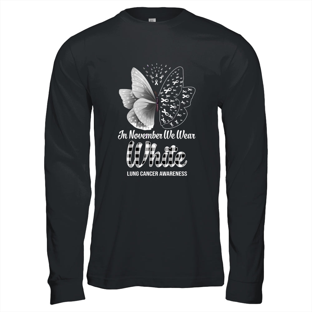 In November We Wear White Lung Cancer Awareness Butterfly Shirt & Hoodie | siriusteestore