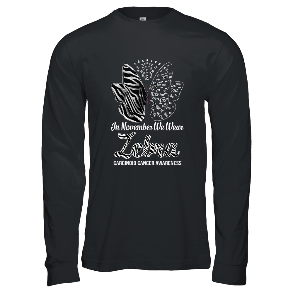 In November We Wear Zebra Carcinoid Cancer Awareness Butterfly Shirt & Hoodie | siriusteestore