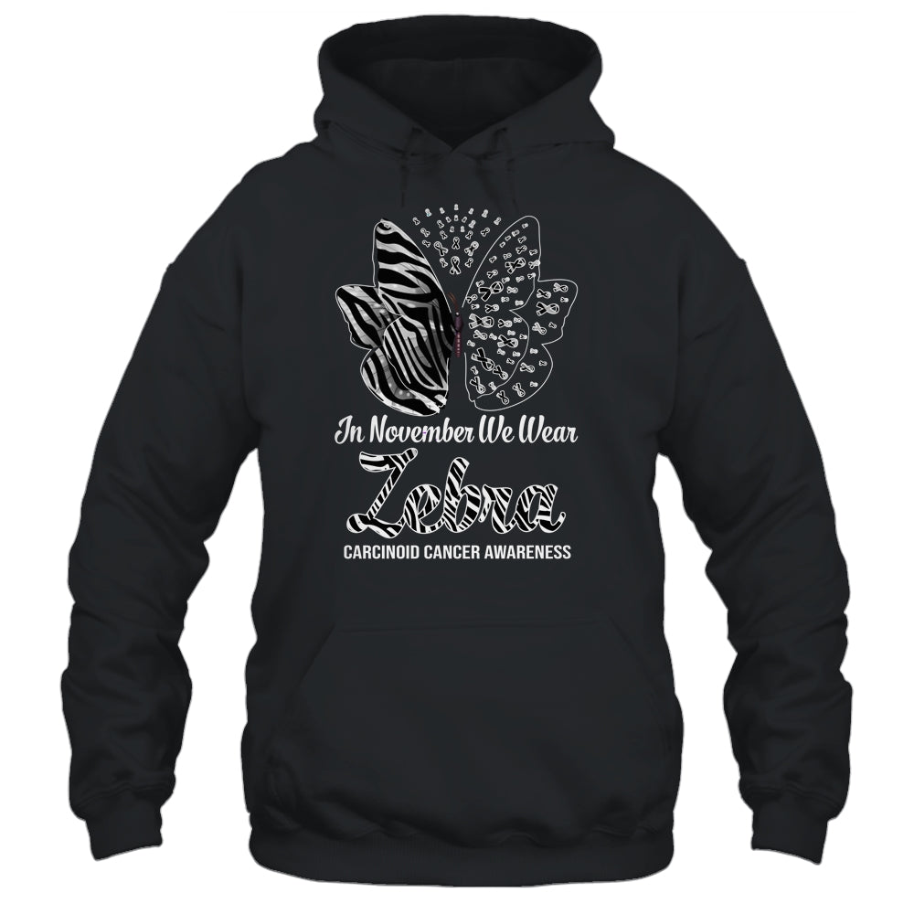In November We Wear Zebra Carcinoid Cancer Awareness Butterfly Shirt & Hoodie | siriusteestore