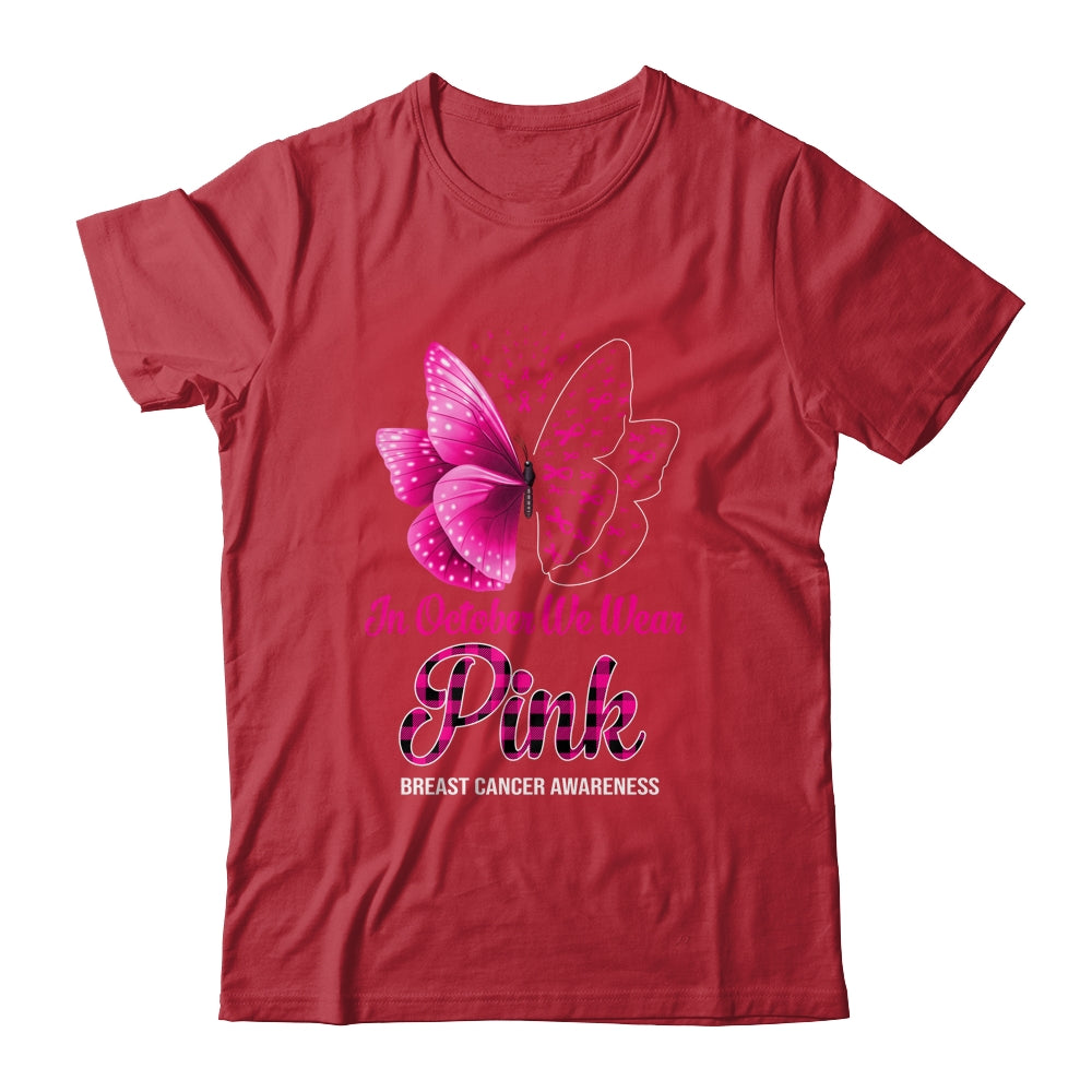 In October We Wear Pink Breast Cancer Awareness Butterfly Shirt & Hoodie | siriusteestore