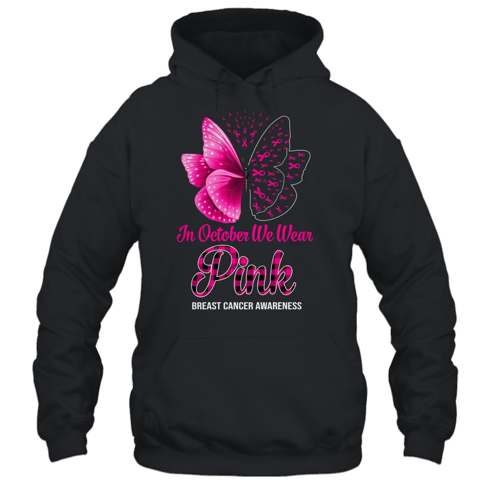 In October We Wear Pink Breast Cancer Awareness Butterfly Shirt & Hoodie | siriusteestore