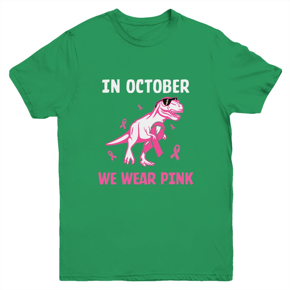 In October We Wear Pink Breast Cancer Awareness Kids Boys Youth Shirt | siriusteestore