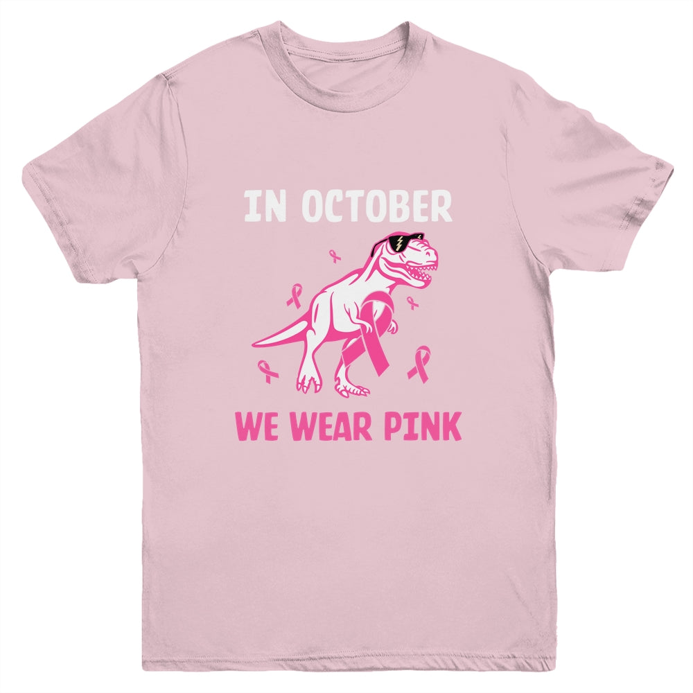 In October We Wear Pink Breast Cancer Awareness Kids Boys Youth Shirt | siriusteestore