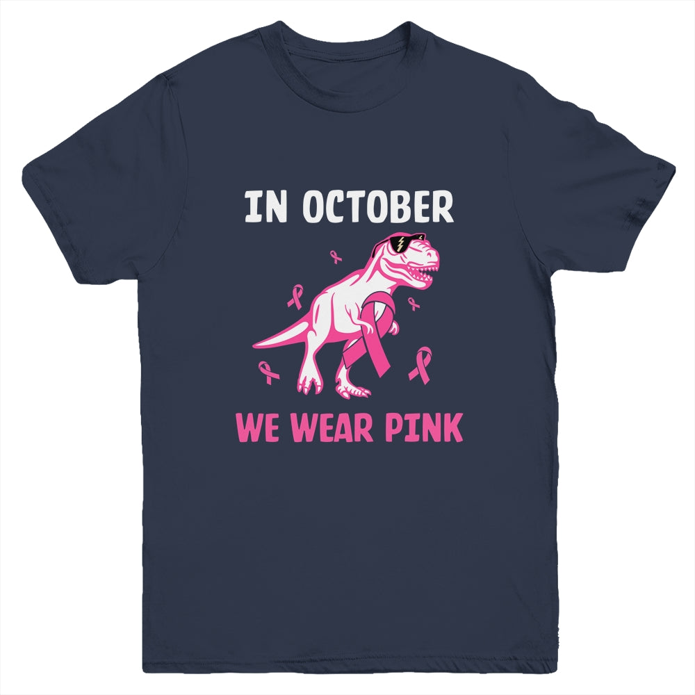 In October We Wear Pink Breast Cancer Awareness Kids Boys Youth Shirt | siriusteestore