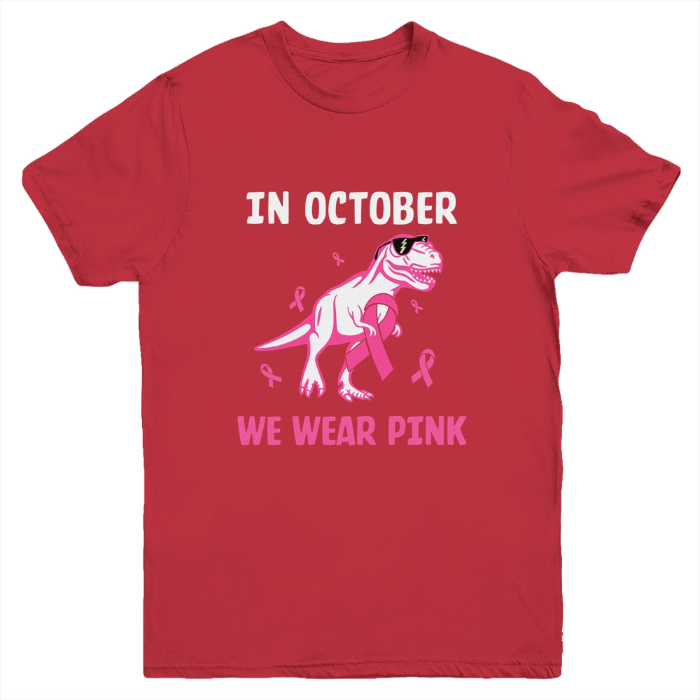 In October We Wear Pink Breast Cancer Awareness Kids Boys Youth Shirt | siriusteestore