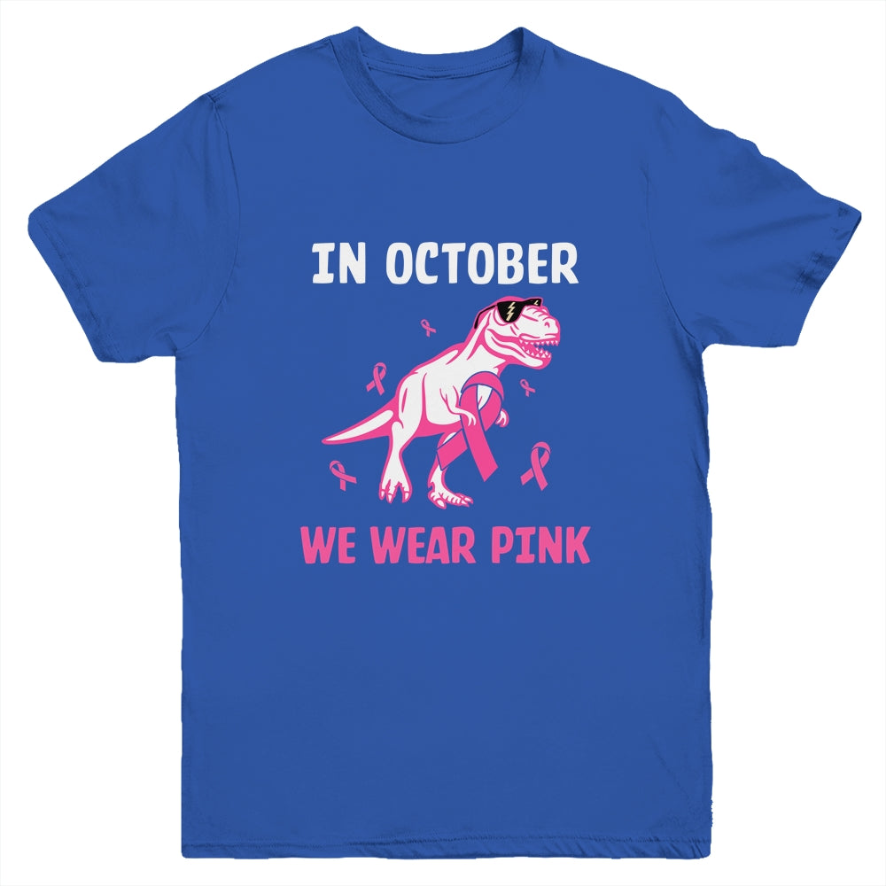 In October We Wear Pink Breast Cancer Awareness Kids Boys Youth Shirt | siriusteestore