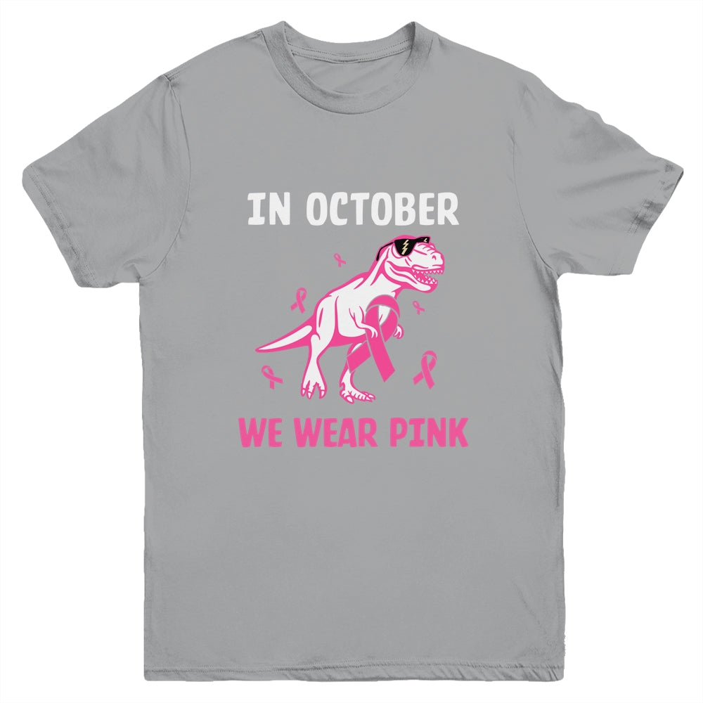 In October We Wear Pink Breast Cancer Awareness Kids Boys Youth Shirt | siriusteestore
