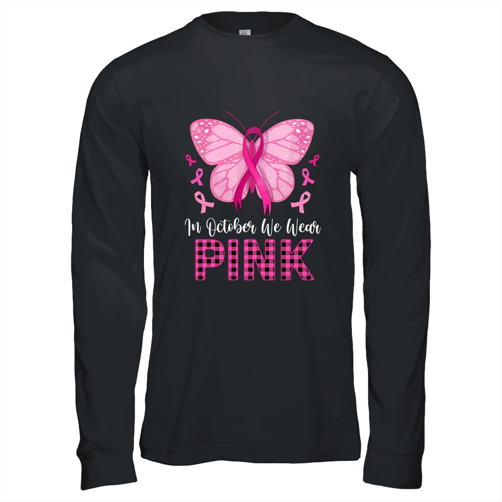In October We Wear Pink Butterfly Breast Cancer Awareness Shirt & Hoodie | siriusteestore