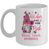 In October We Wear Pink Gnome Breast Cancer Awareness Mug | siriusteestore