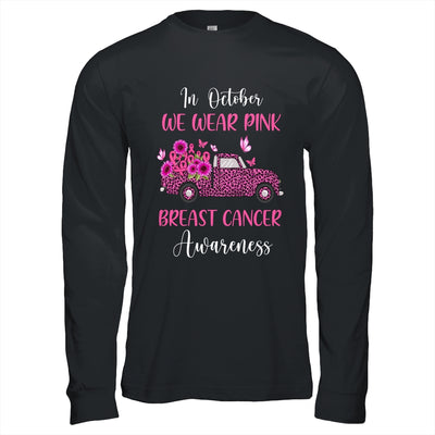 In October We Wear Pink Ribbon Leopard Truck Breast Cancer Shirt & Hoodie | siriusteestore