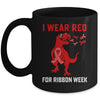In October We Wear Red Ribbon Week Awareness Trex Dino Kids Mug | siriusteestore