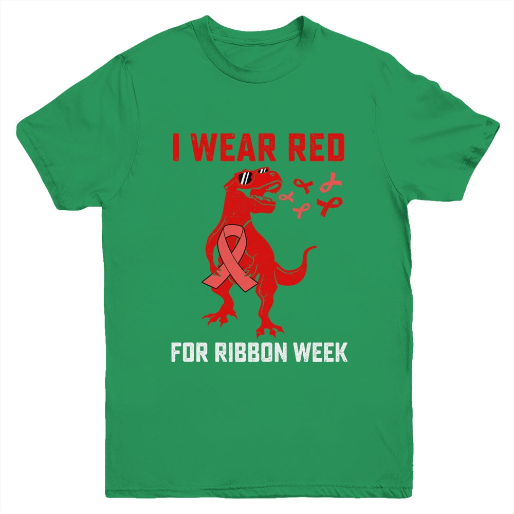 In October We Wear Red Ribbon Week Awareness Trex Dino Kids Youth Shirt | siriusteestore