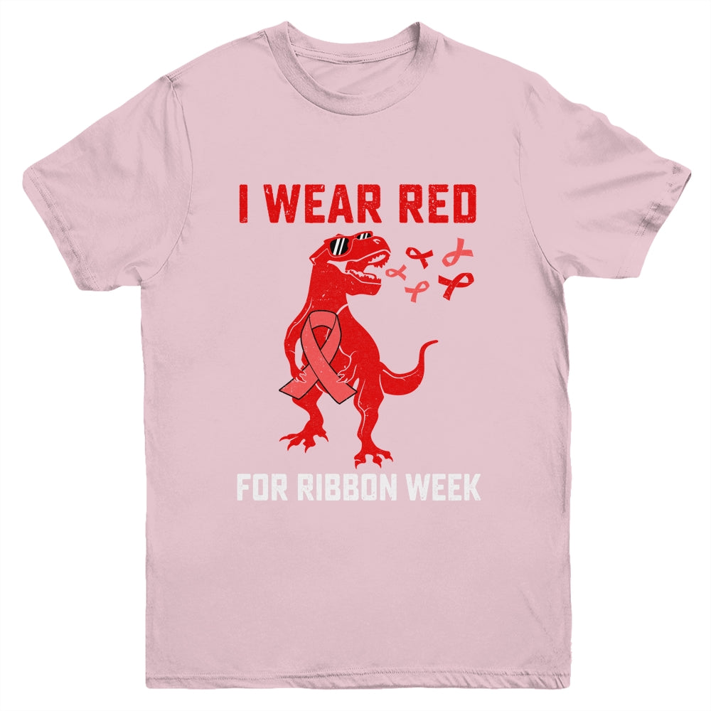 In October We Wear Red Ribbon Week Awareness Trex Dino Kids Youth Shirt | siriusteestore