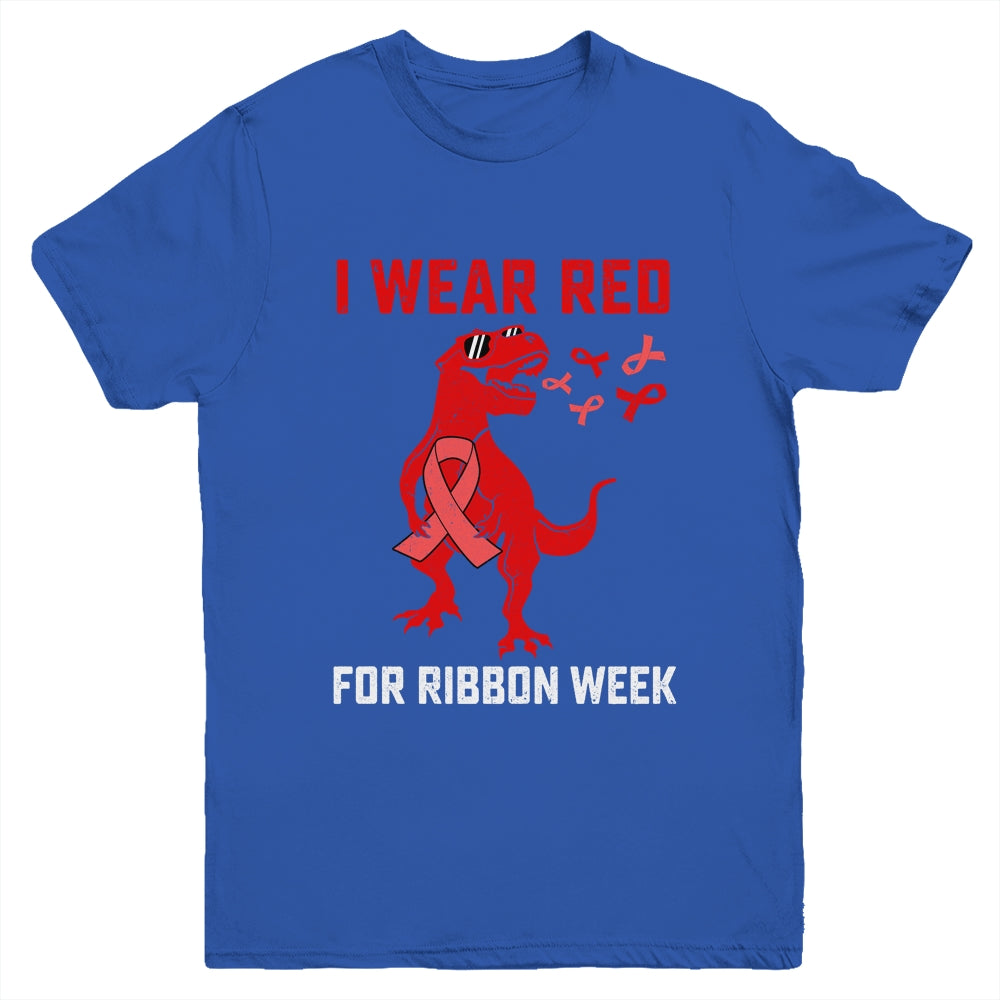 In October We Wear Red Ribbon Week Awareness Trex Dino Kids Youth Shirt | siriusteestore