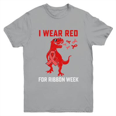 In October We Wear Red Ribbon Week Awareness Trex Dino Kids Youth Shirt | siriusteestore