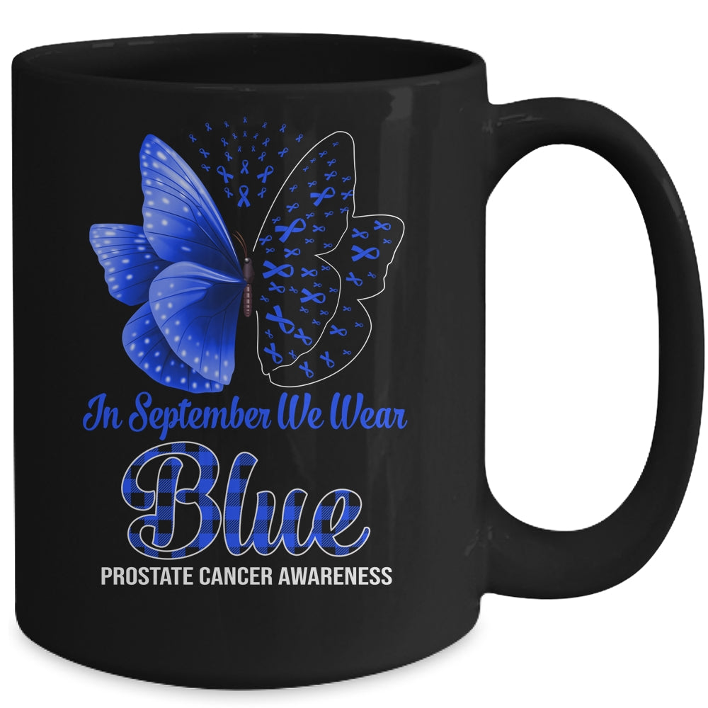 In September We Wear Blue Prostate Cancer Awareness Butterfly Mug | siriusteestore