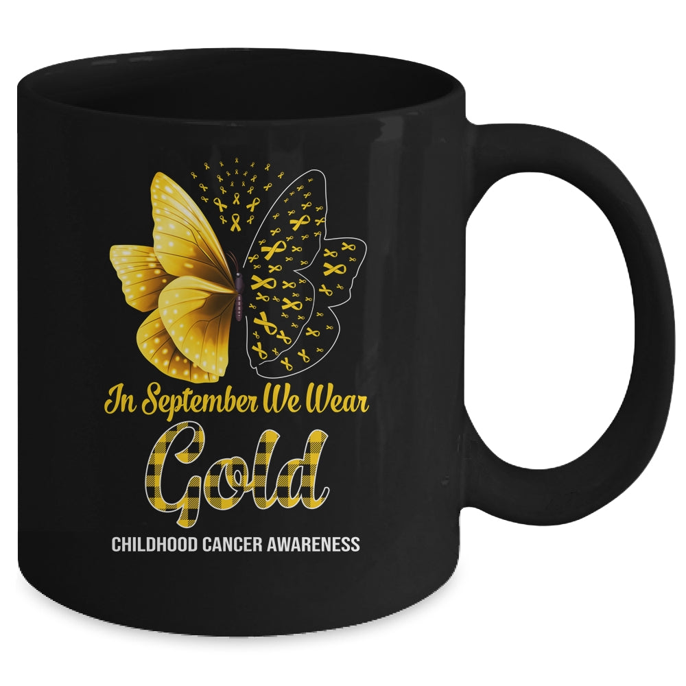 In September We Wear Gold Childhood Cancer Awareness Butterfly Mug | siriusteestore