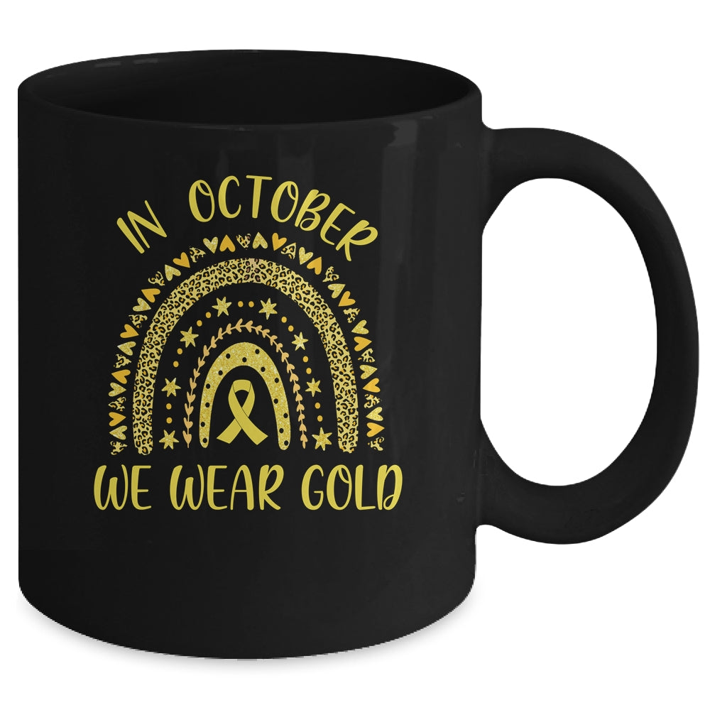 In September We Wear Gold Leopard Childhood Cancer Awareness Mug | siriusteestore