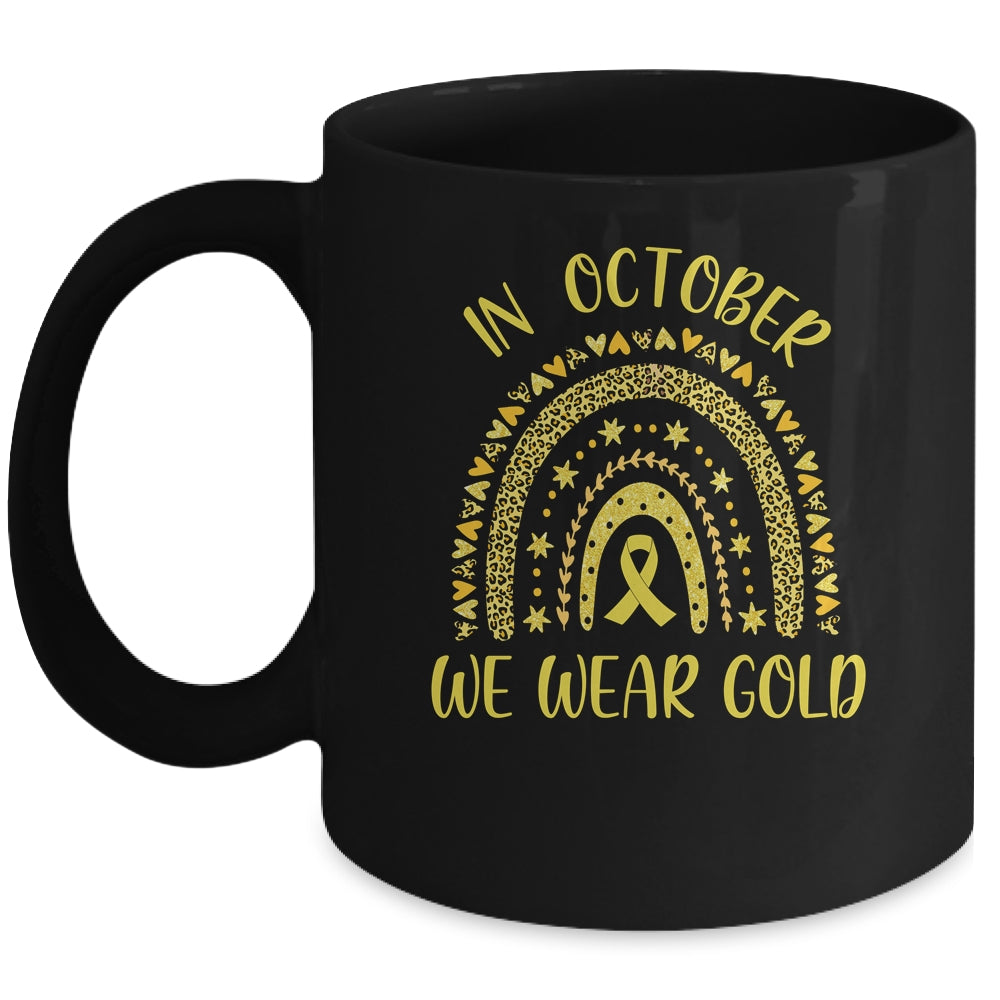In September We Wear Gold Leopard Childhood Cancer Awareness Mug | siriusteestore