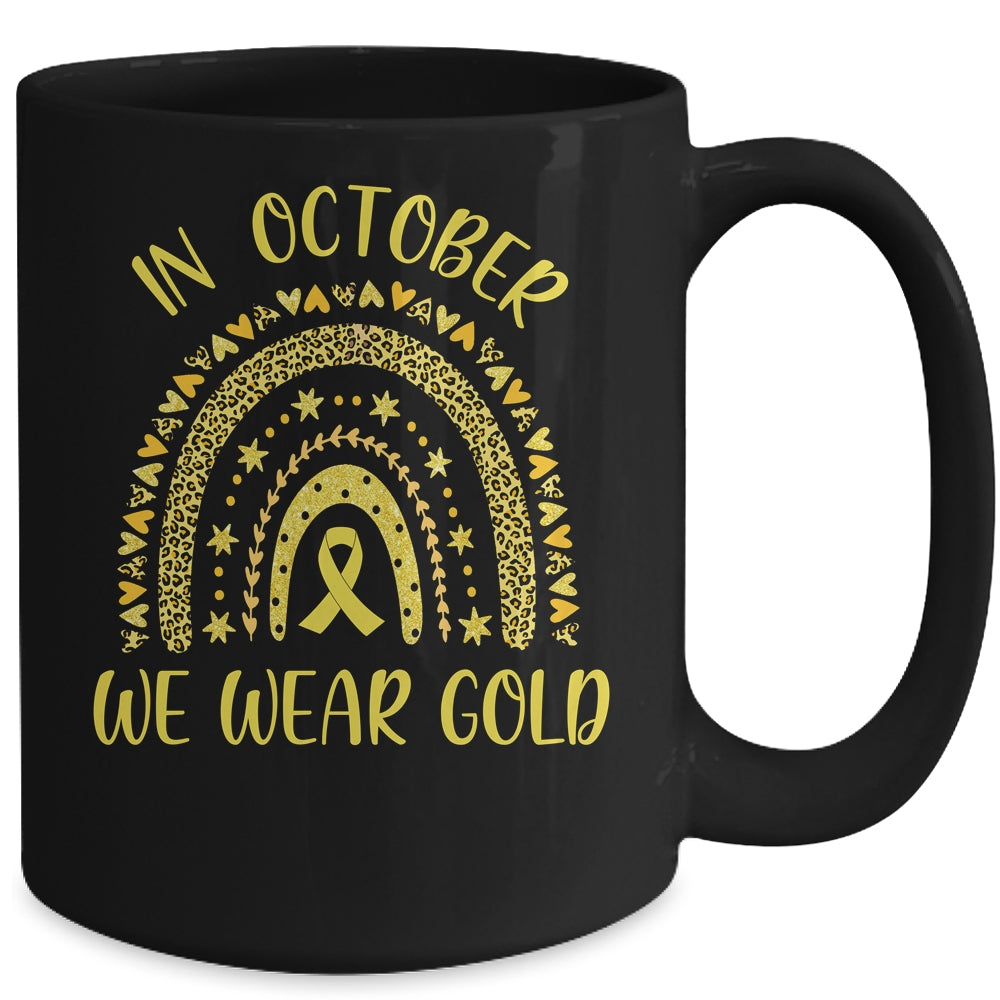 In September We Wear Gold Leopard Childhood Cancer Awareness Mug | siriusteestore
