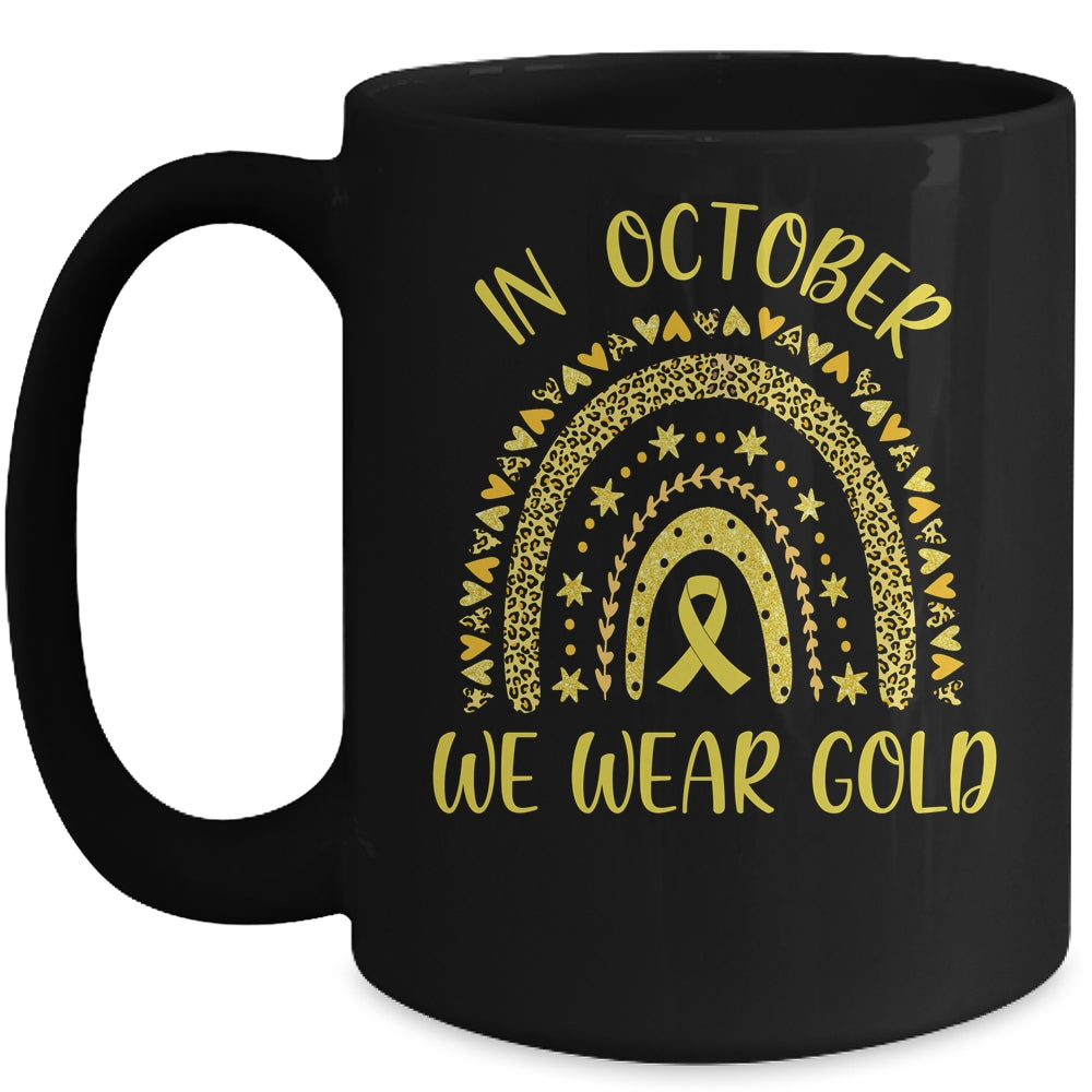 In September We Wear Gold Leopard Childhood Cancer Awareness Mug | siriusteestore