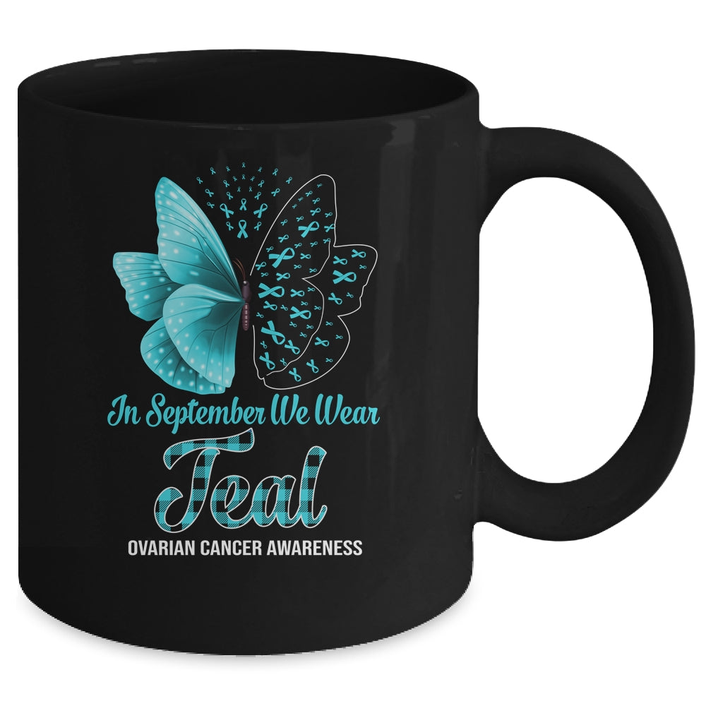 In September We Wear Teal And Purple Suicide Prevention Awareness Butterfly Mug | siriusteestore