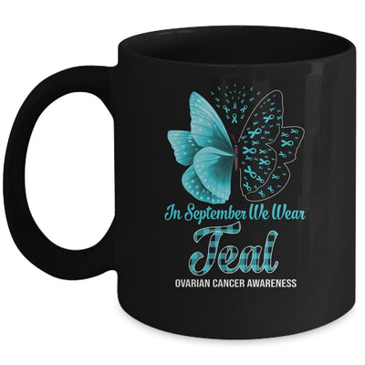 In September We Wear Teal And Purple Suicide Prevention Awareness Butterfly Mug | siriusteestore
