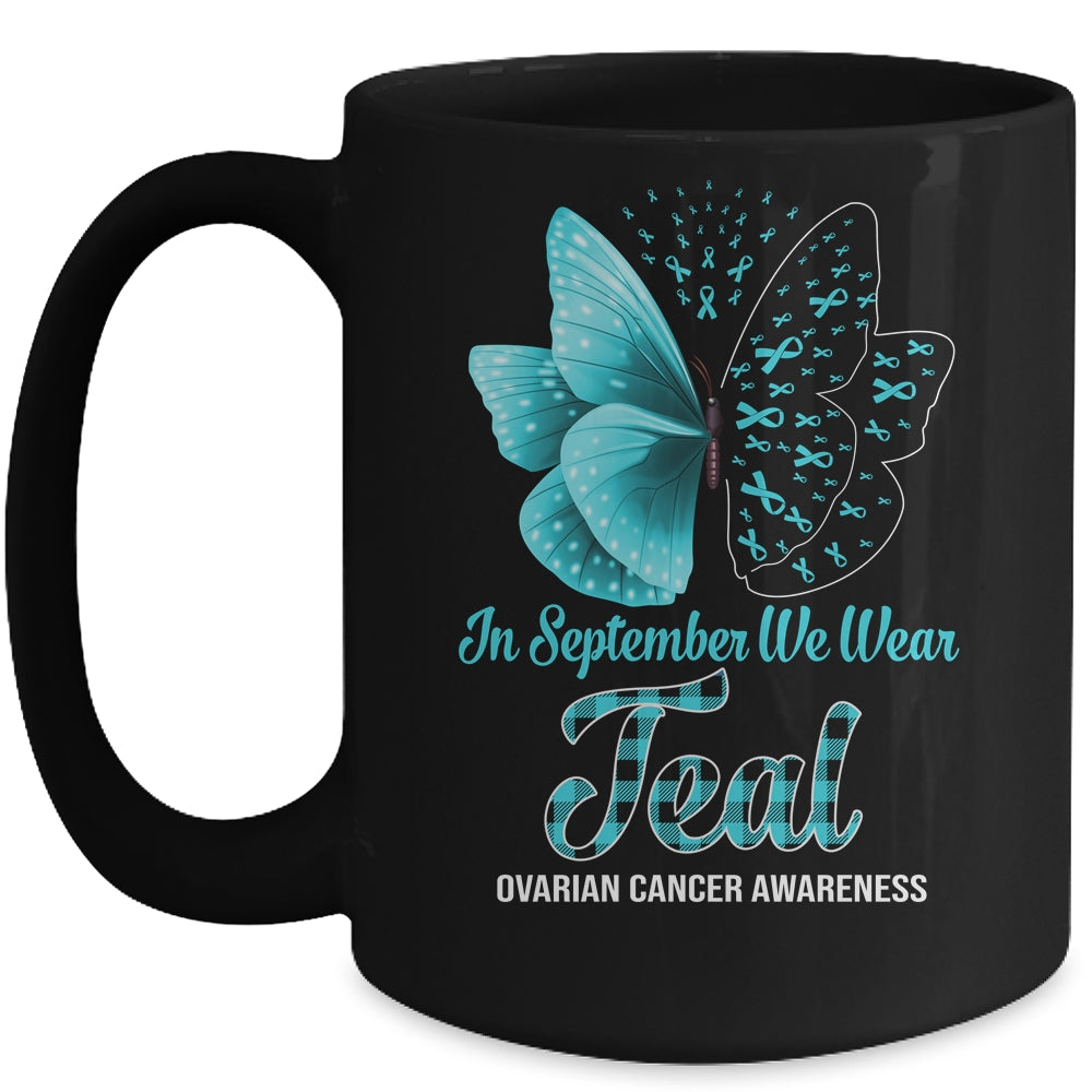 In September We Wear Teal And Purple Suicide Prevention Awareness Butterfly Mug | siriusteestore