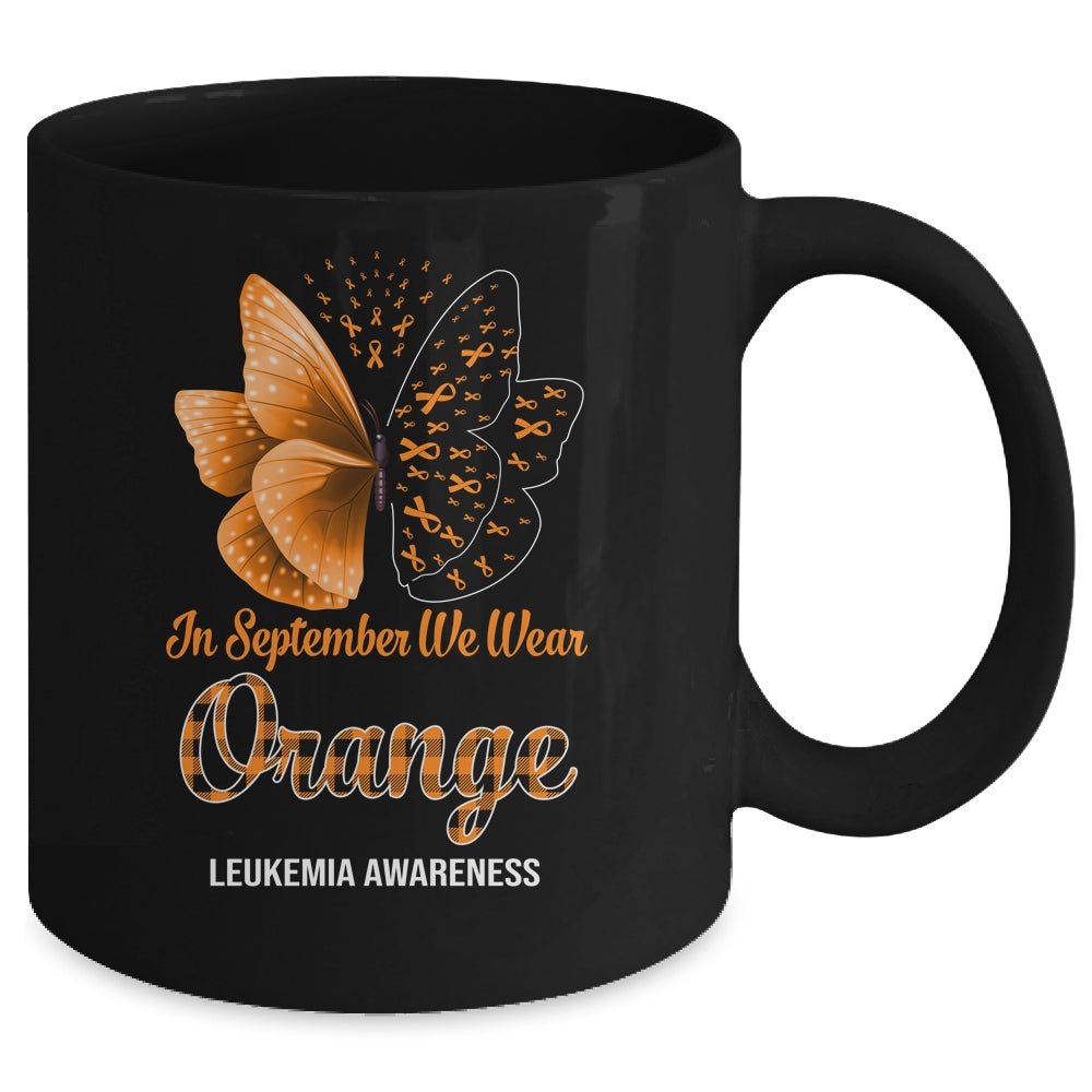 In September We Wear Teal Ovarian Cancer Awareness Butterfly Mug | siriusteestore