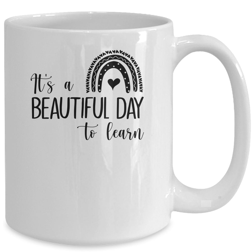 It's A Beautiful Day To Learn Rainbow Heart Mug | siriusteestore