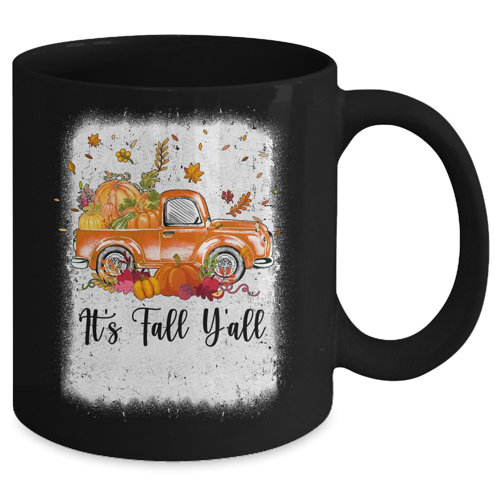 It's Fall Y'all Pumpkin Truck Autumn Tree Bleached Leopard Mug | siriusteestore