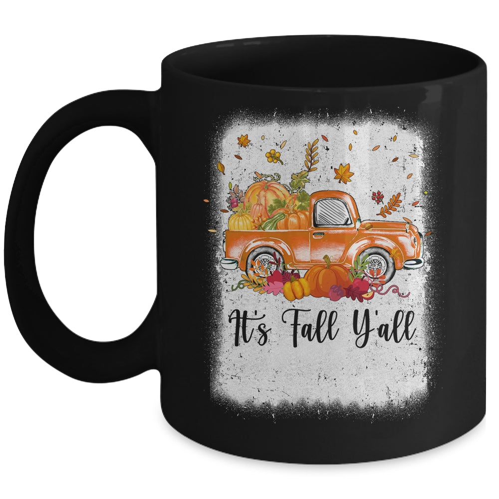 It's Fall Y'all Pumpkin Truck Autumn Tree Bleached Leopard Mug | siriusteestore