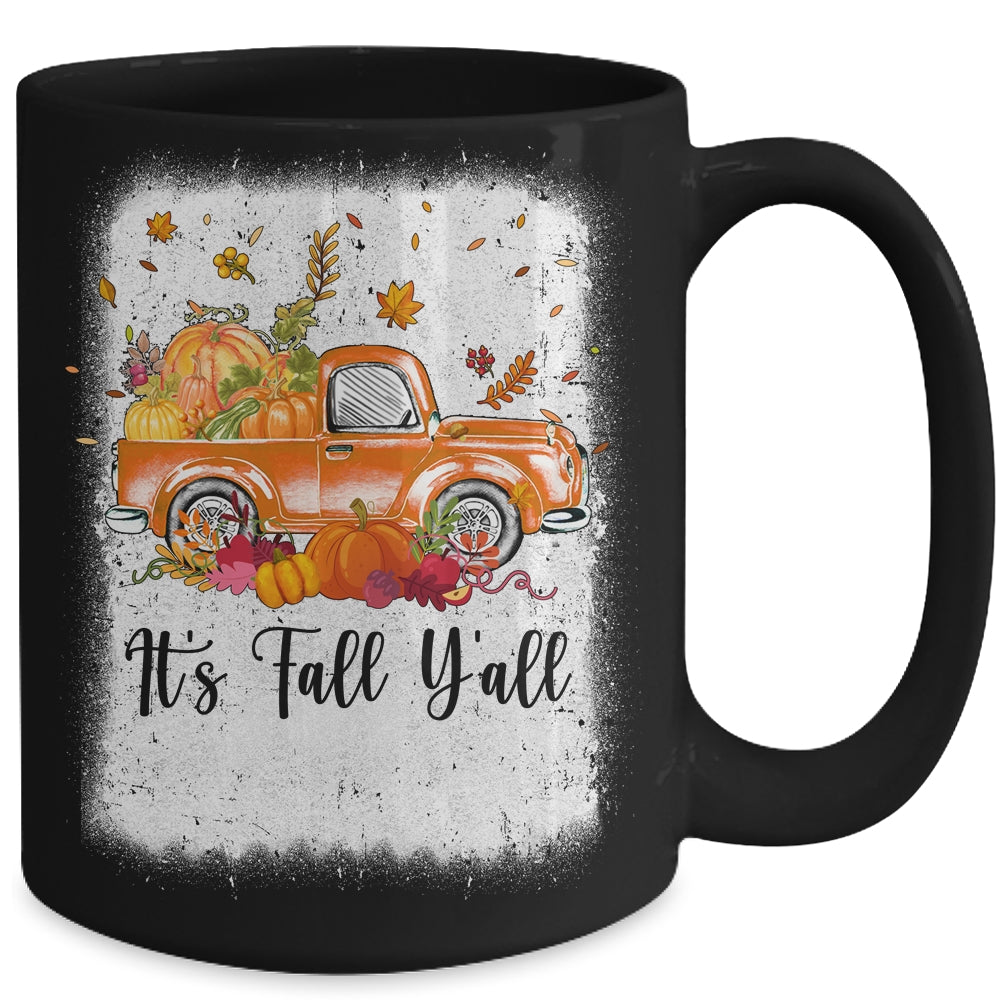 It's Fall Y'all Pumpkin Truck Autumn Tree Bleached Leopard Mug | siriusteestore