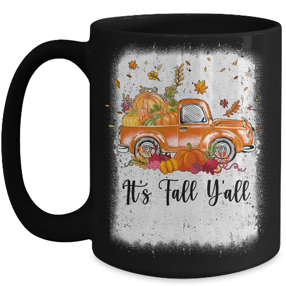 It's Fall Y'all Pumpkin Truck Autumn Tree Bleached Leopard Mug | siriusteestore