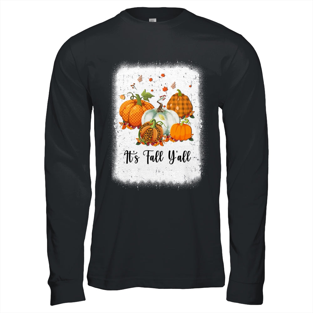 It's Fall Y'all Women Halloween Bleached Leopard Pumpkin Shirt & Hoodie | siriusteestore