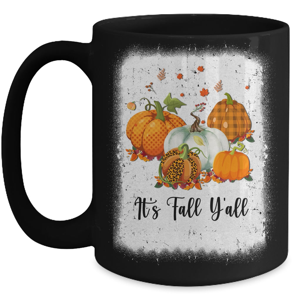 It's Fall Y'all Women Halloween Bleached Leopard Pumpkin Mug | siriusteestore