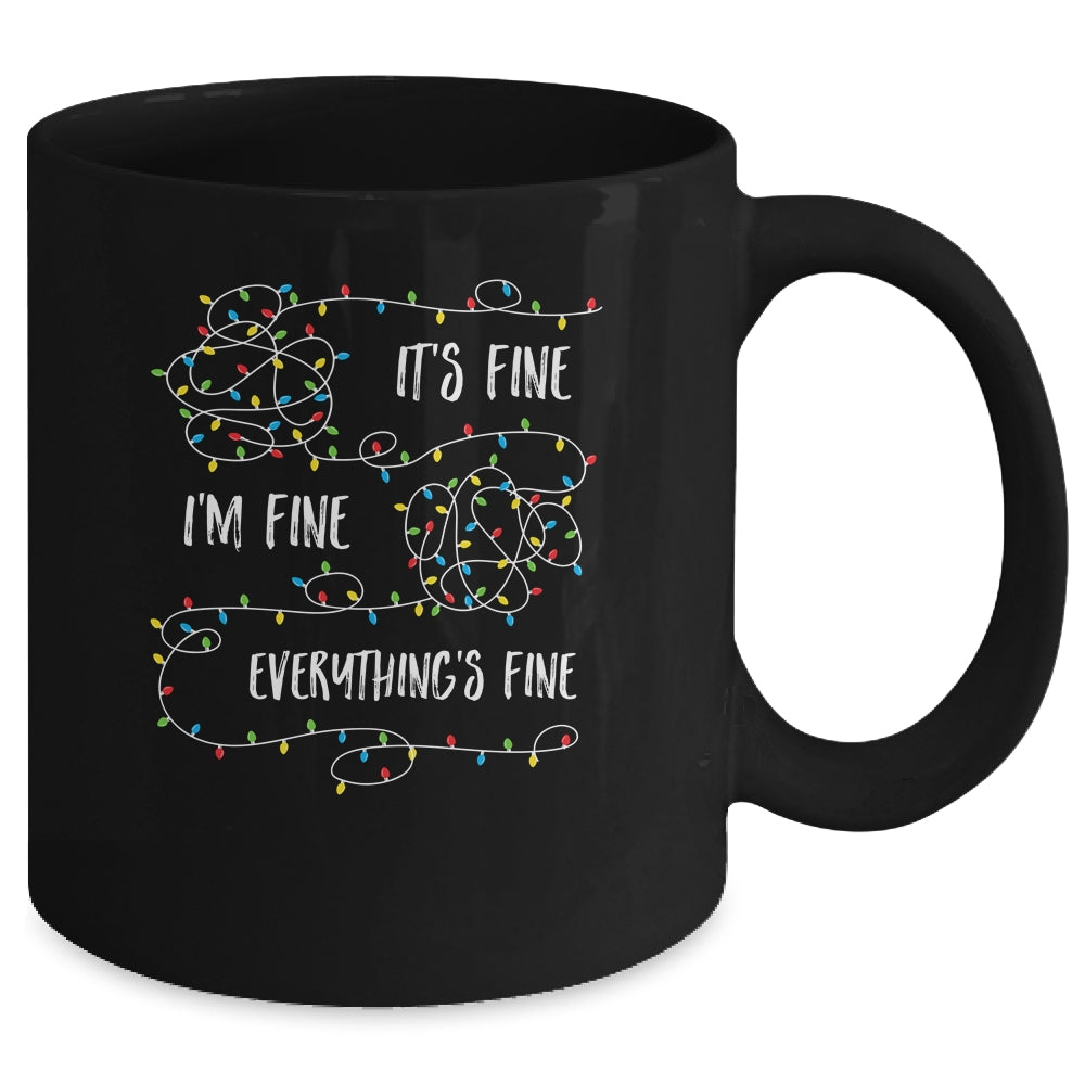 It's Fine I'm Fine Everything Is Fine Christmas Lights Mug | siriusteestore